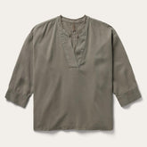 Women Blouses | Stetson Olive Twill Peasant Blouse Green