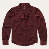Women Blouses | Stetson Wine Satin Blouse Red