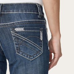 Women Denim | Stetson 214 City Trouser Jeans With Chevron Back Pocket Blue