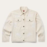 Women Jackets | Stetson Embroidered Cream Denim Jacket White