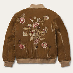 Women Jackets | Stetson Embroidered Velvet Bomber Jacket Copper