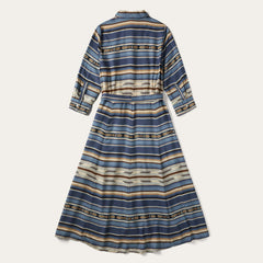 Women Midi | Stetson Indigo Serape Print Dress Blue