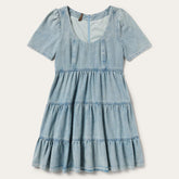 Women Mini | Stetson Denim Dress With Tiered Skirt Blue