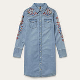 Women Mini | Stetson Embroidered Denim Shirt Dress Blue