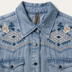 Women Mini | Stetson Embroidered Denim Twill Shirt Dress Blue