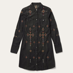 Women Shirt Dresses | Stetson Embroidered Black Denim Shirt Dress Black