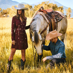 Women Shirt Dresses | Stetson Embroidered Shirt Dress Wine