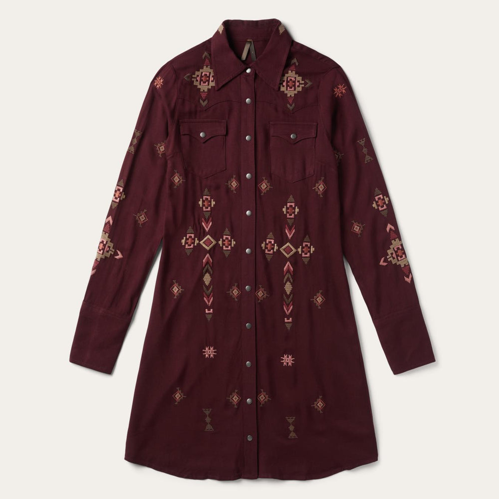 Women Shirt Dresses | Stetson Embroidered Shirt Dress Wine