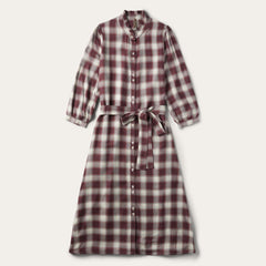 Women Shirt Dresses | Stetson Gaucho Plaid Prairie Shirt Dress Wine