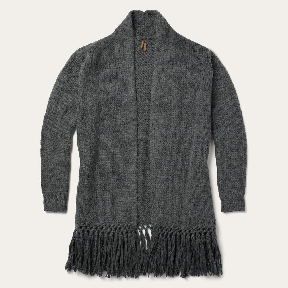 Women Sweaters | Stetson Charcoal Fringed Cardigan Grey