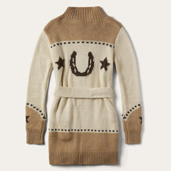 Women Sweaters | Stetson Horseshoe & Star Belted Cardigan White