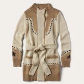 Women Sweaters | Stetson Horseshoe & Star Belted Cardigan White