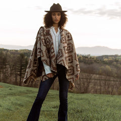 Women Sweaters | Stetson Tan Aztec Poncho Brown