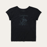 Women Tees | Stetson Bucking Cowboy Graphic Tee Black