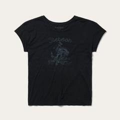 Women Tees | Stetson Bucking Cowboy Graphic Tee Black