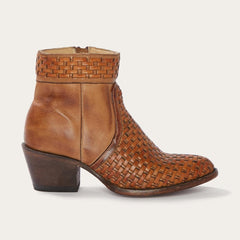 Women Western | Stetson Basketweave Side Zip Ankle Boot Brown