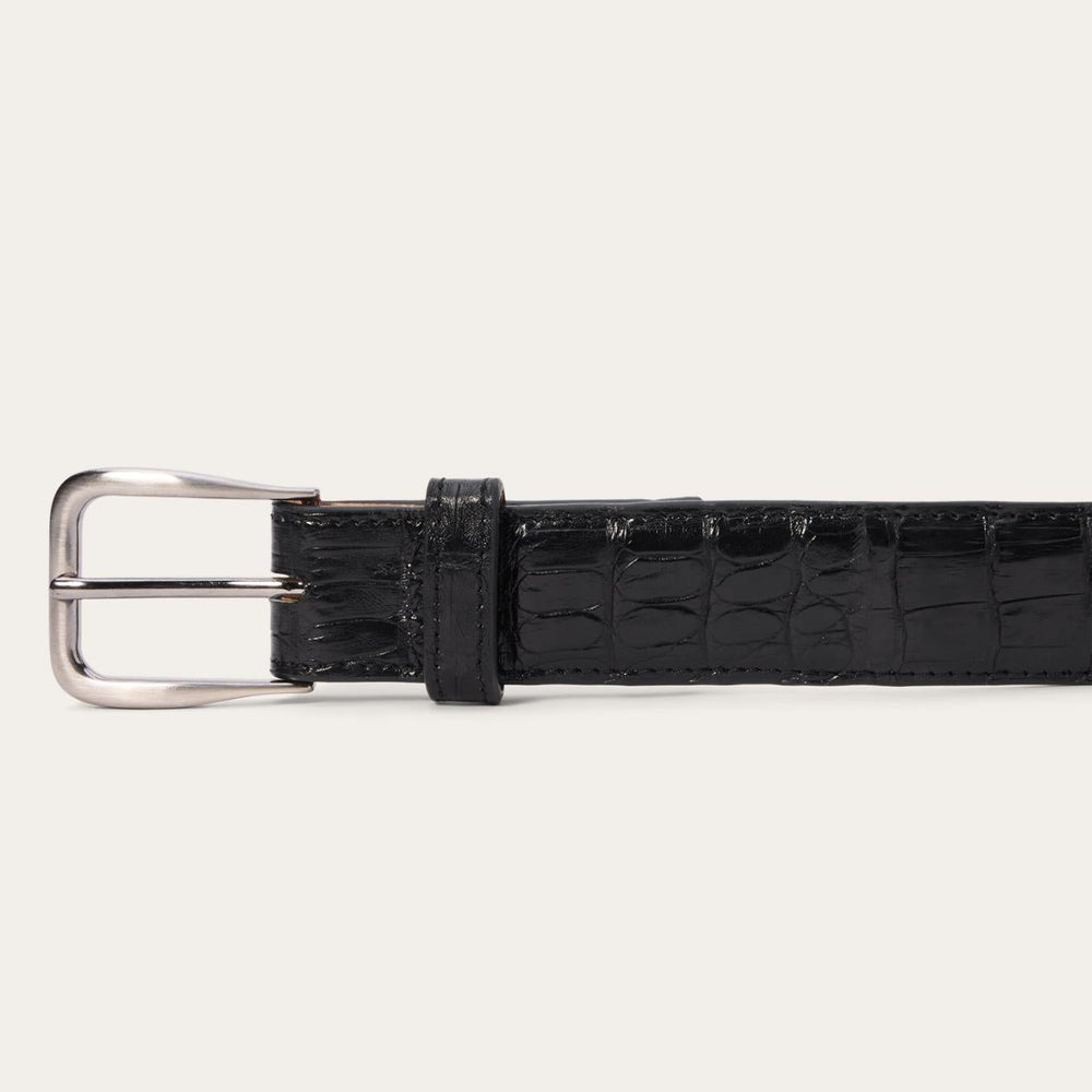 Men Belts | Stetson Caiman Western Tab Belt - 1 1/4" Width Black Classic