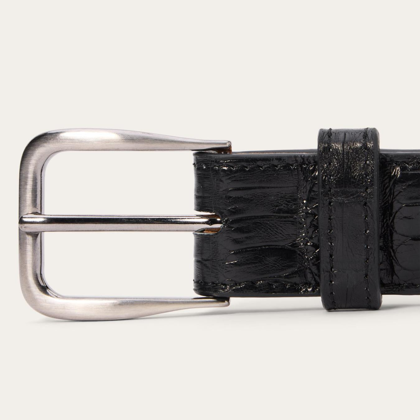 Men Belts | Stetson Caiman Western Tab Belt - 1 1/4" Width Black Classic