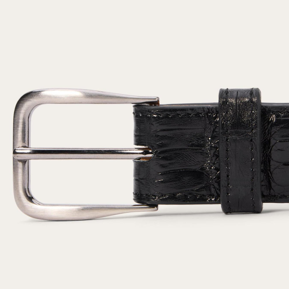 Men Belts | Stetson Caiman Western Tab Belt - 1 1/4" Width Black Classic