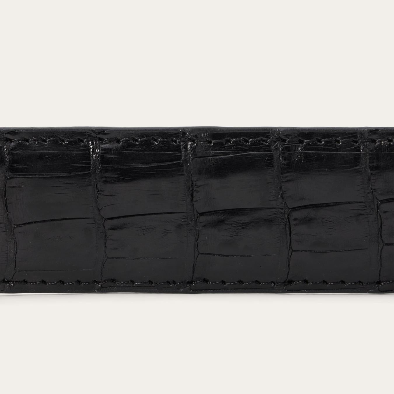 Men Belts | Stetson Caiman Western Tab Belt - 1 1/4" Width Black Classic
