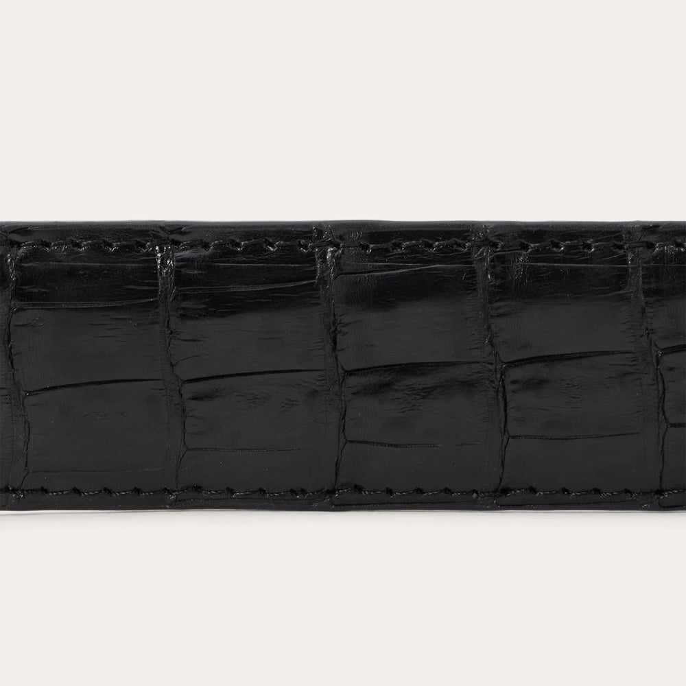 Men Belts | Stetson Caiman Western Tab Belt - 1 1/4" Width Black Classic
