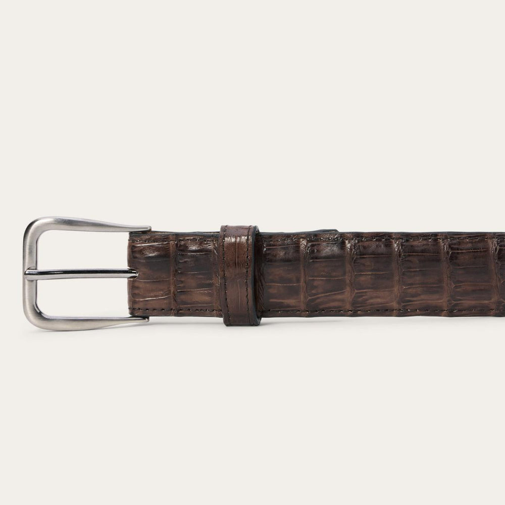 Men Belts | Stetson Caiman Western Tab Belt - 1 1/4" Width Cigar Classic