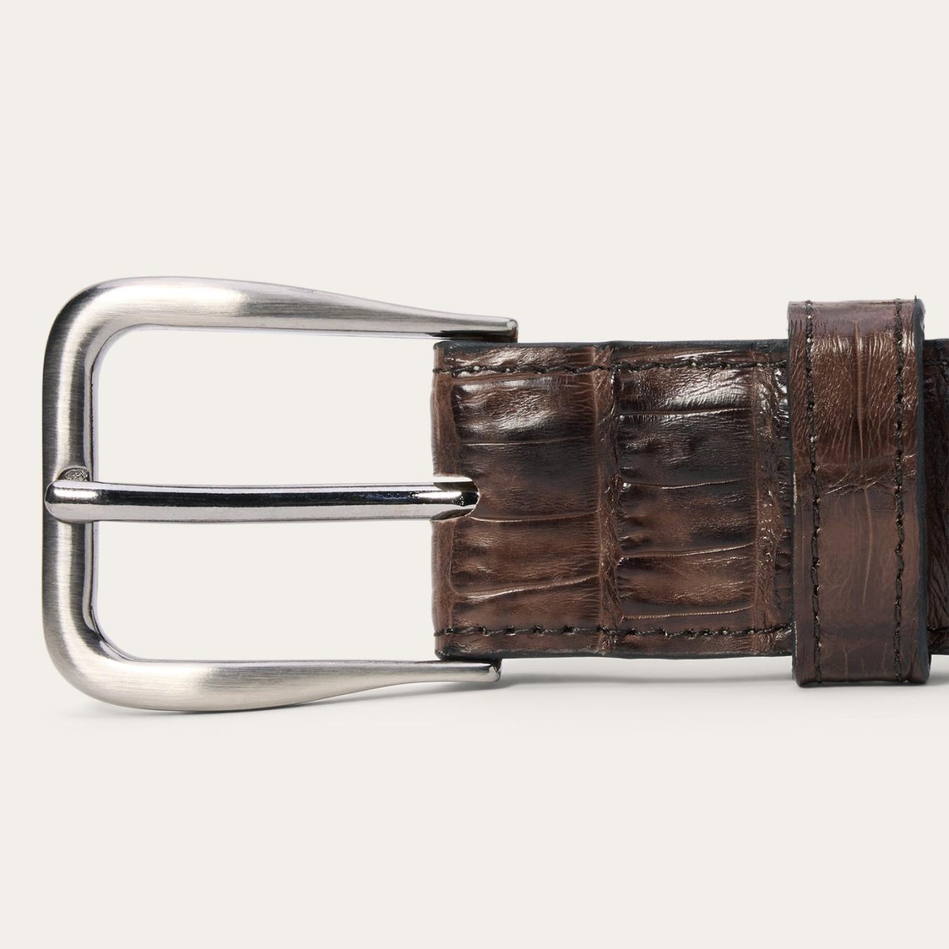 Men Belts | Stetson Caiman Western Tab Belt - 1 1/4" Width Cigar Classic