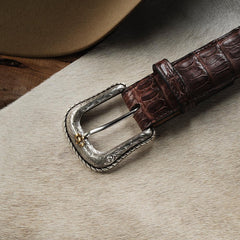 Men Belts | Stetson Caiman Western Tab Belt Cigar Classic