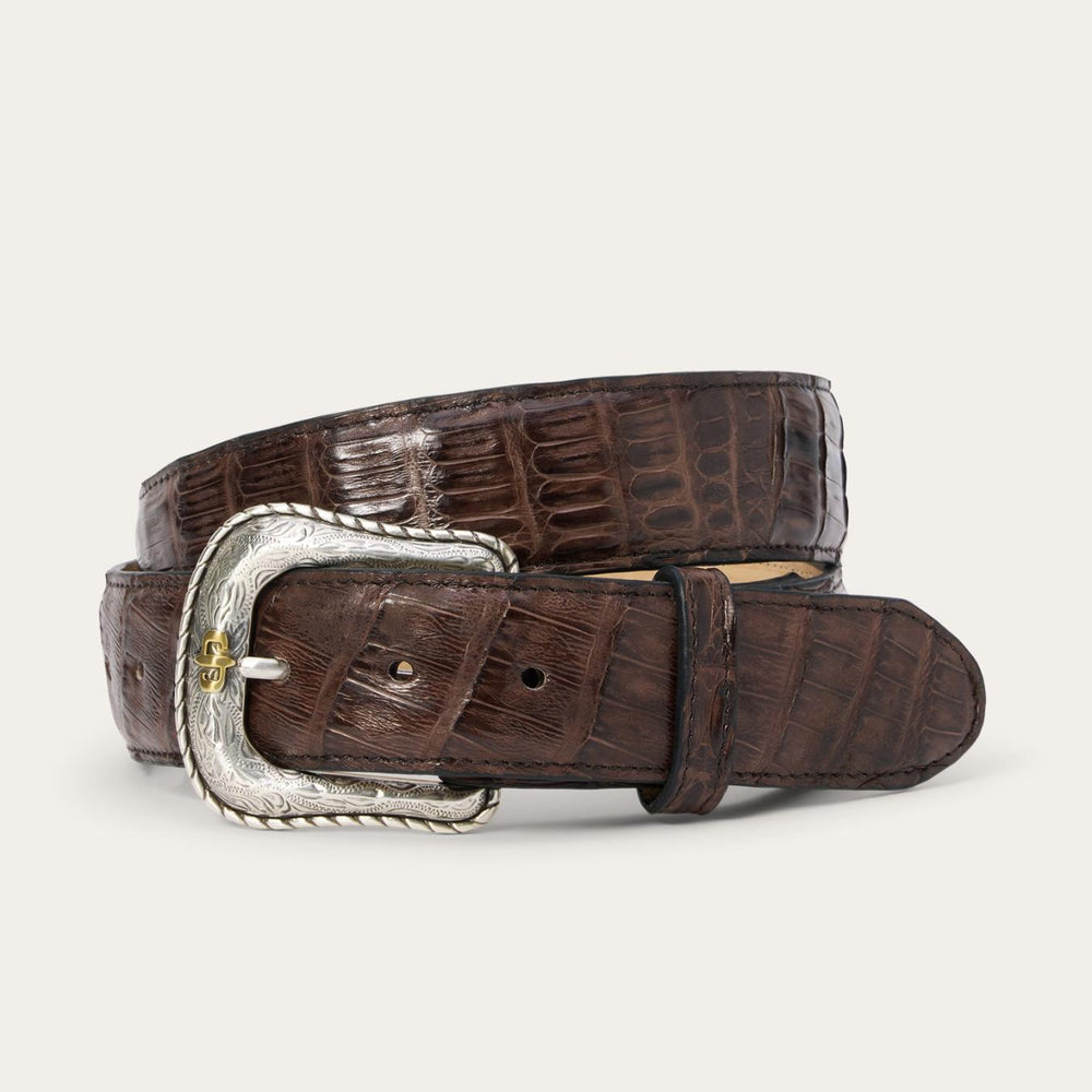 Men Belts | Stetson Caiman Western Tab Belt Cigar Classic