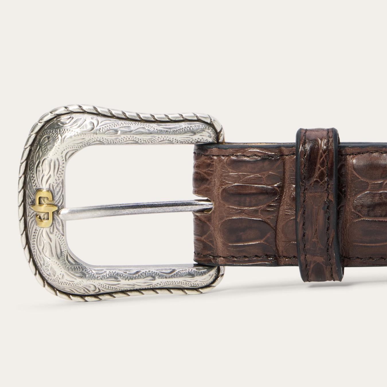 Men Belts | Stetson Caiman Western Tab Belt Cigar Classic