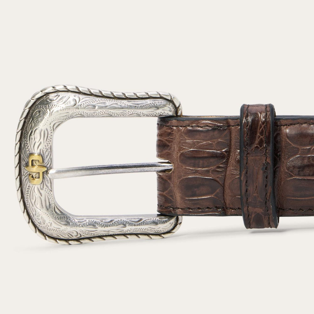 Men Belts | Stetson Caiman Western Tab Belt Cigar Classic