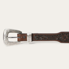 Men Belts | Stetson Croco Print Tooled Tapered Belt Brown/cognac
