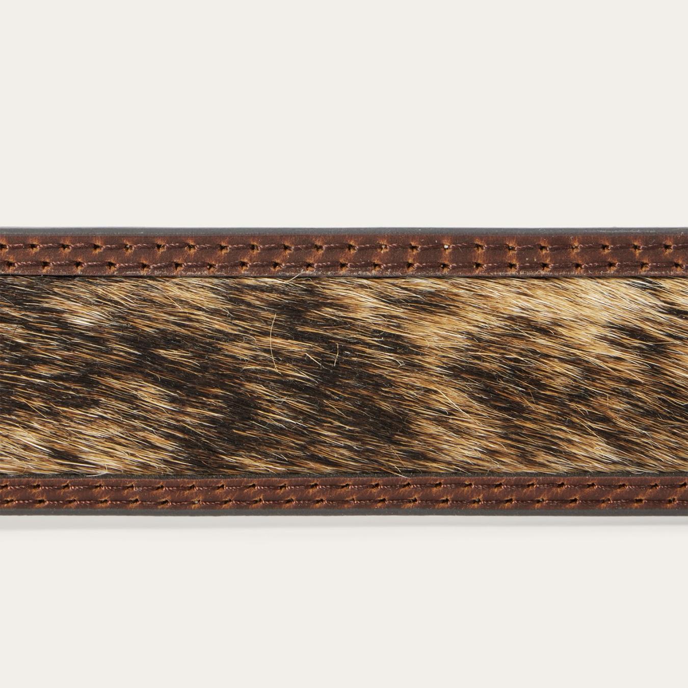 Men Belts | Stetson Hair-on-Hide Tooled Tab Belt Vintage/brown