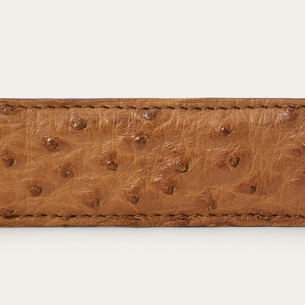 Men Belts | Stetson Ostrich Western Tab Belt - 1 1/4" Width Antique Cognac