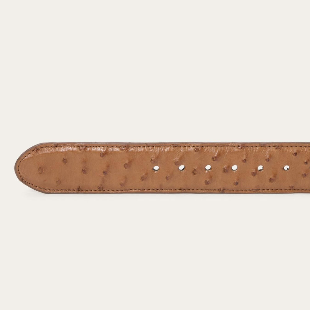 Men Belts | Stetson Ostrich Western Tab Belt Antique Cognac