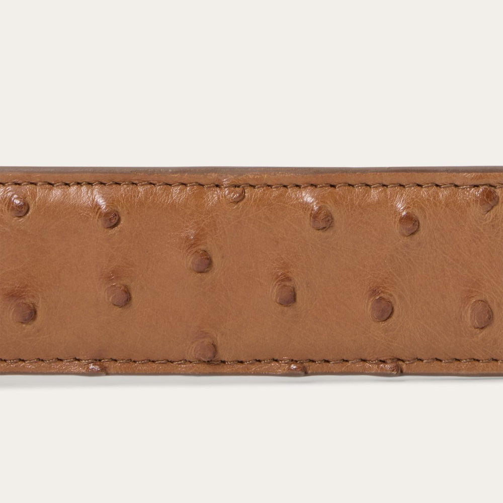 Men Belts | Stetson Ostrich Western Tab Belt Antique Cognac