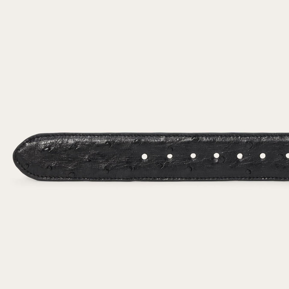 Men Belts | Stetson Ostrich Western Tab Belt Black