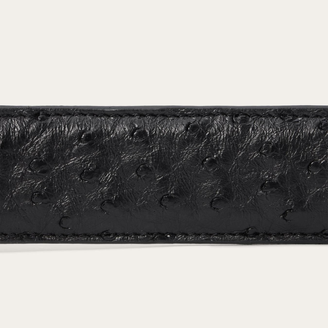 Men Belts | Stetson Ostrich Western Tab Belt Black