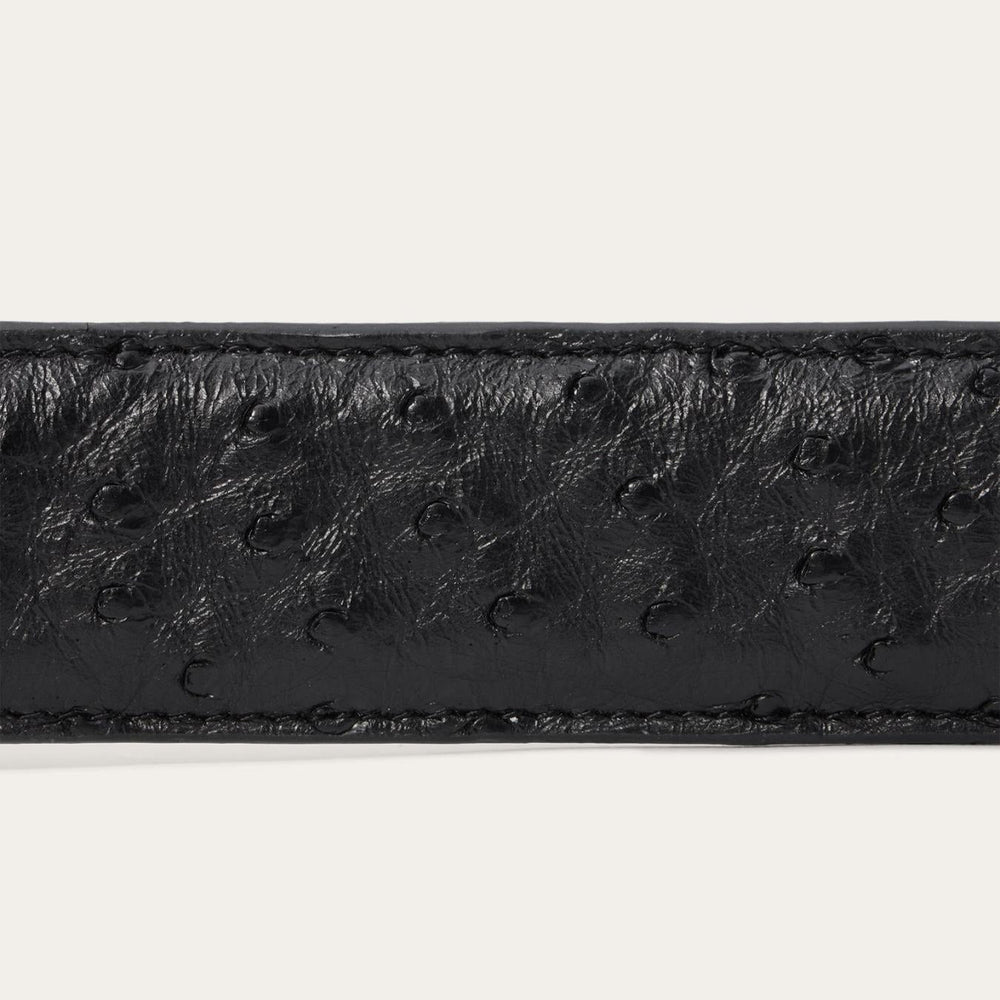 Men Belts | Stetson Ostrich Western Tab Belt Black