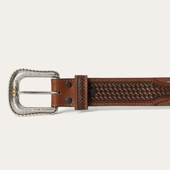 Men Belts | Stetson Pebble Leather Basket Weave Tabs Belt Natural/brown
