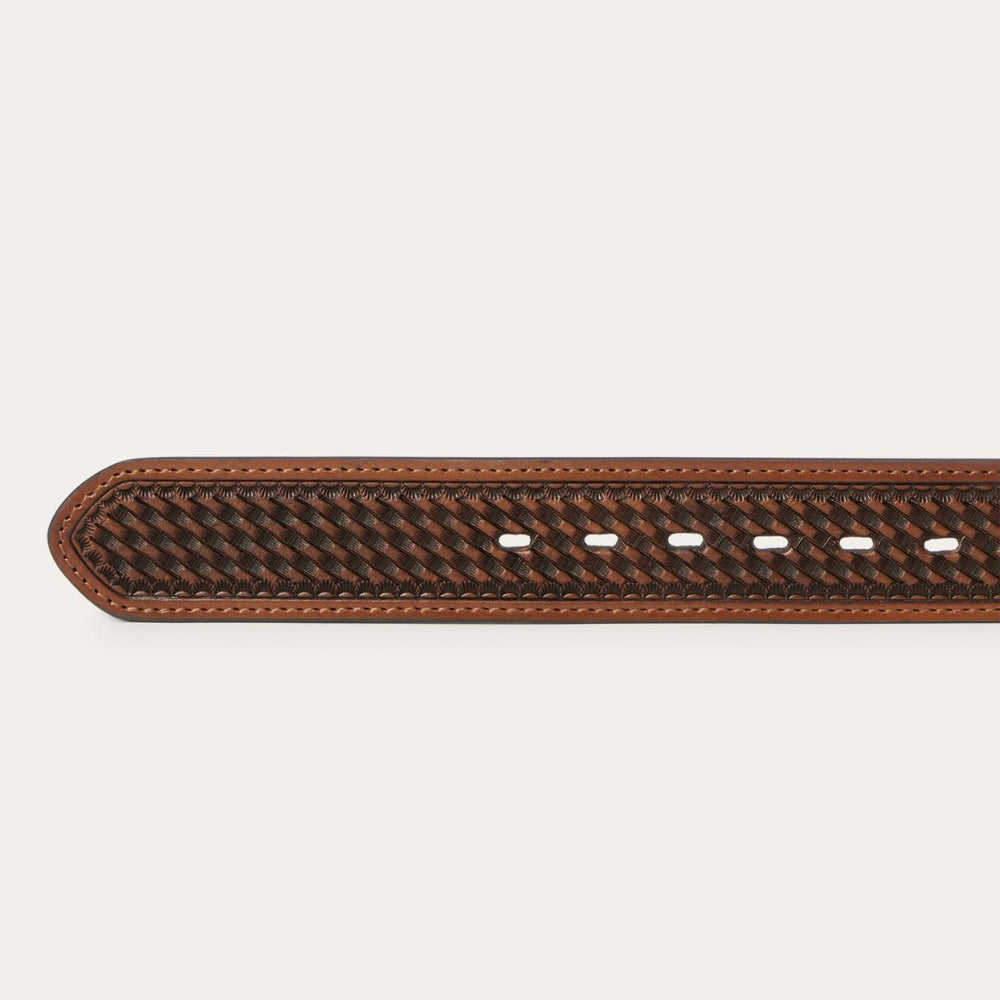 Men Belts | Stetson Pebble Leather Basket Weave Tabs Belt Natural/brown