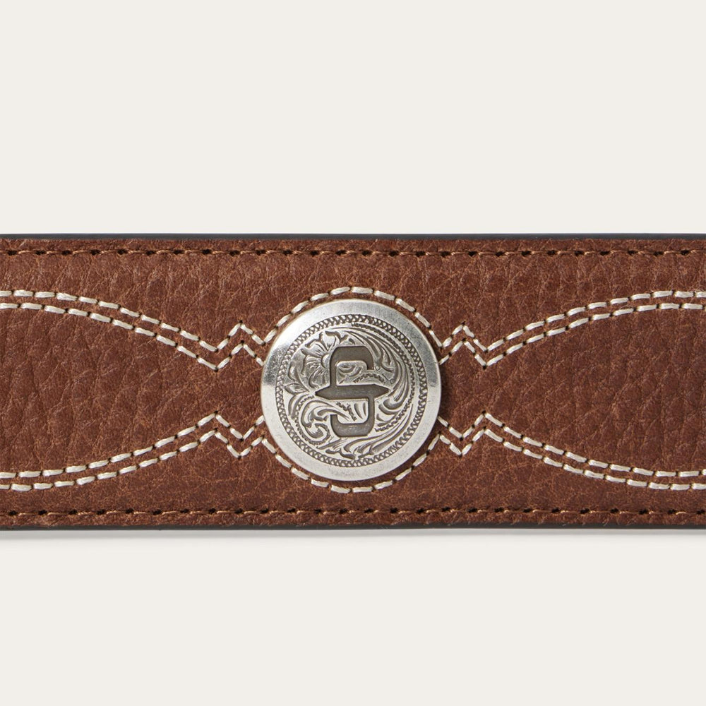 Men Belts | Stetson Pebble Leather Basket Weave Tabs Belt Natural/brown