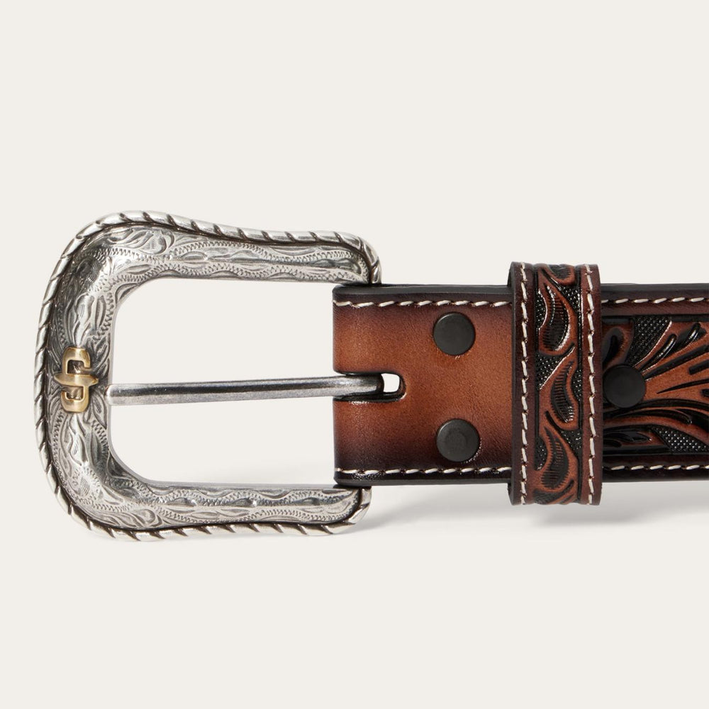 Men Belts | Stetson Tooled Belt Dark Brown