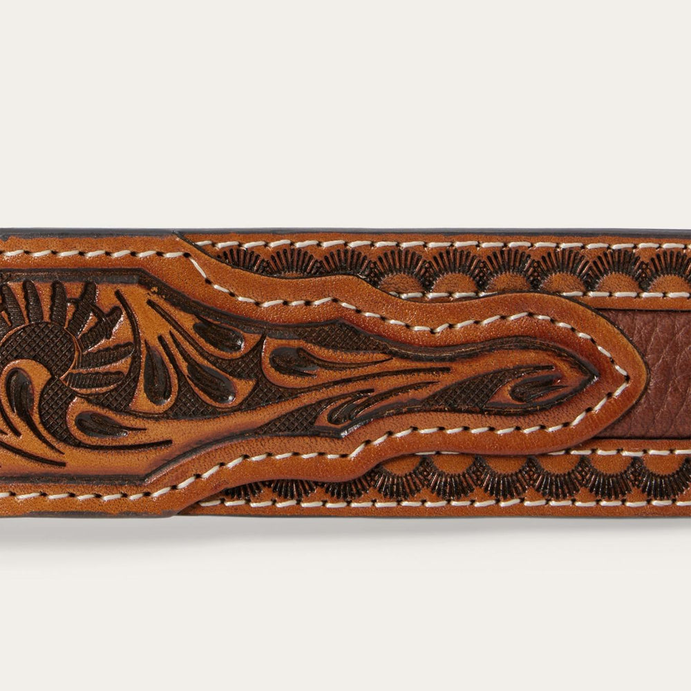 Men Belts | Stetson Tooled Tab Belt Cognac