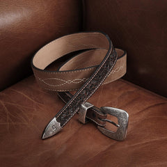 Men Belts | Stetson Tooled Tapered Belt Brown/sand