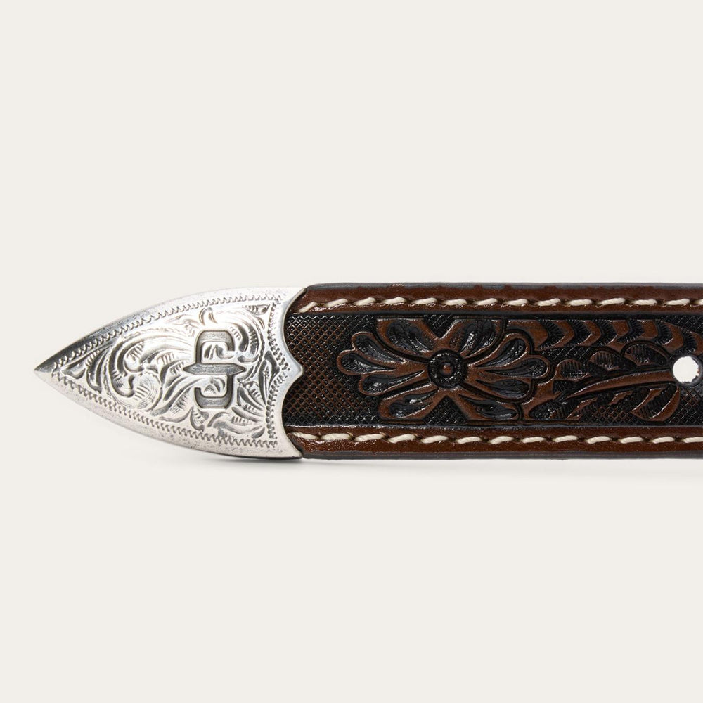 Men Belts | Stetson Tooled Tapered Belt Brown/sand