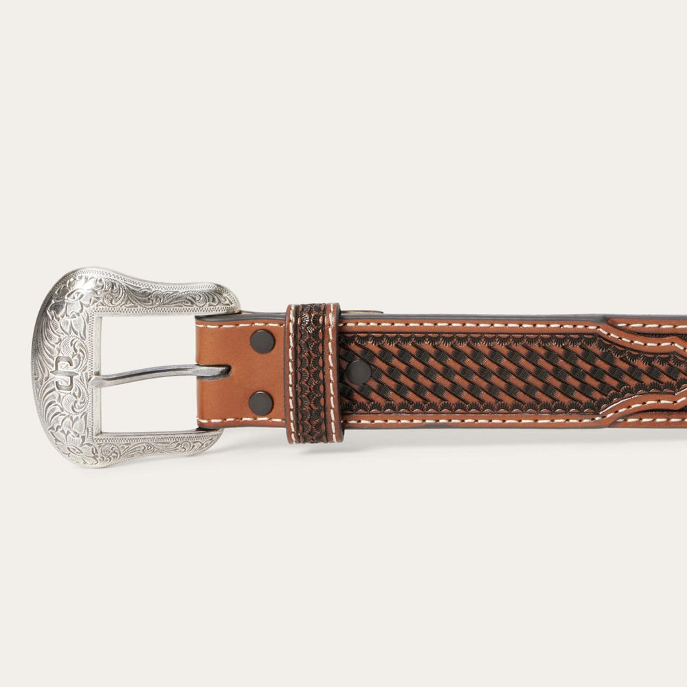 Men Belts | Stetson Western Icons Tooled Belt Cognac
