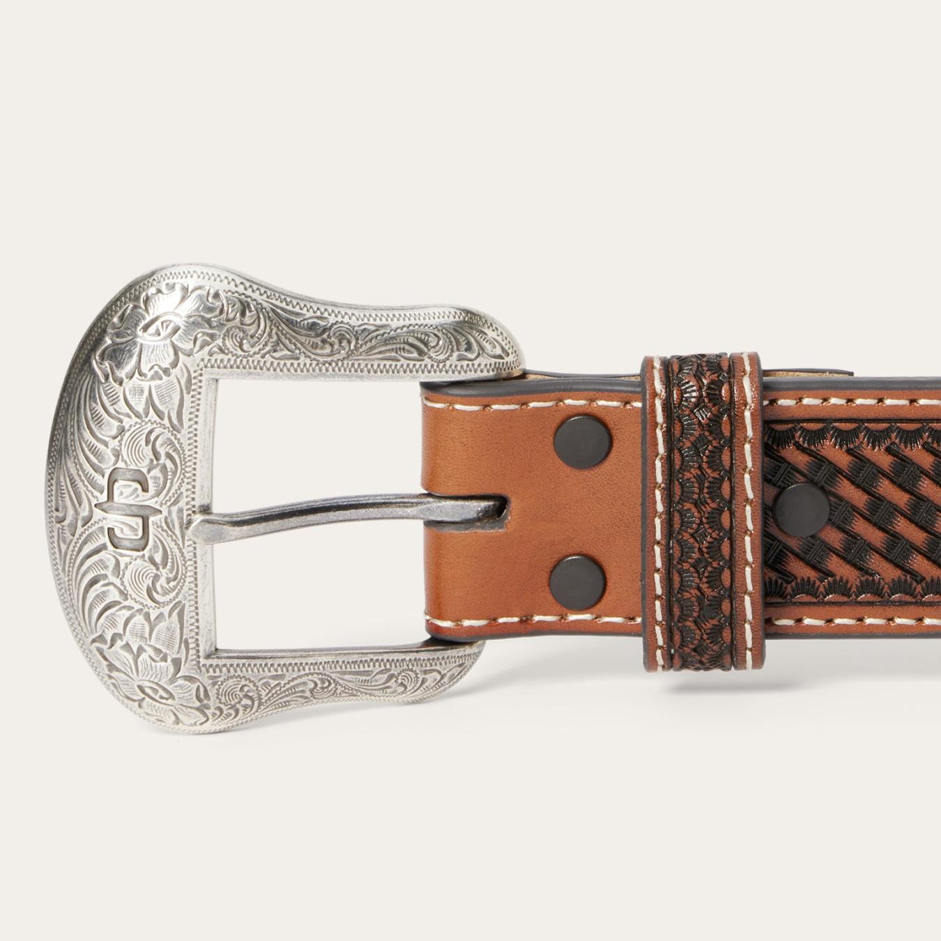 Men Belts | Stetson Western Icons Tooled Belt Cognac
