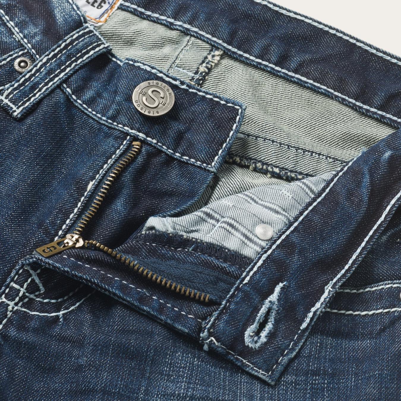 Men Boot Cut | Stetson 1014 Fit Destructed Medium Wash Jeans Blue