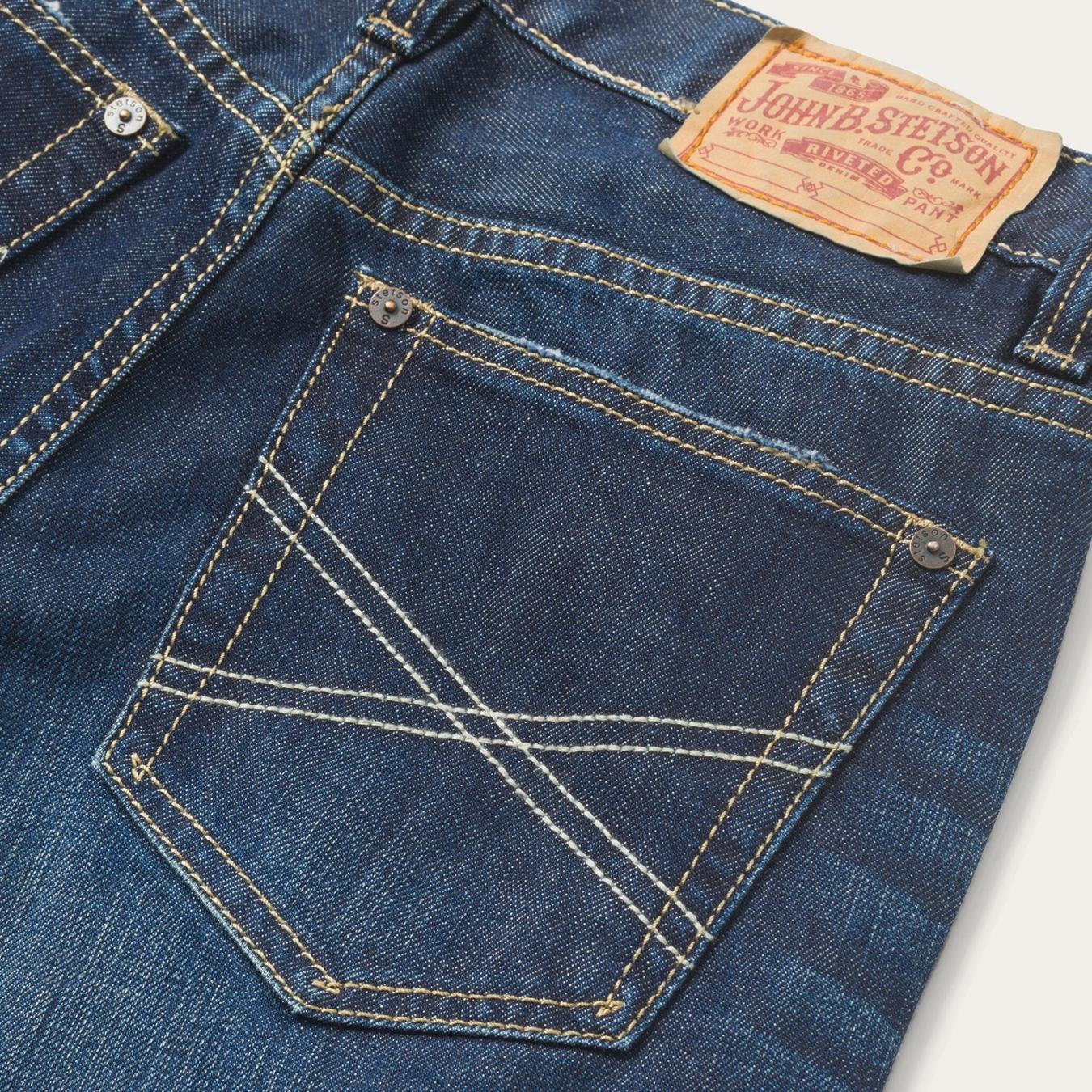 Men Boot Cut | Stetson 1312 Fit Destructed Jeans Blue